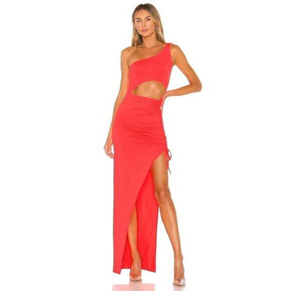 Superdown Alanie Neon Pink One-Shoulder Cutout Maxi Dress Size M - Picture 1 of 13